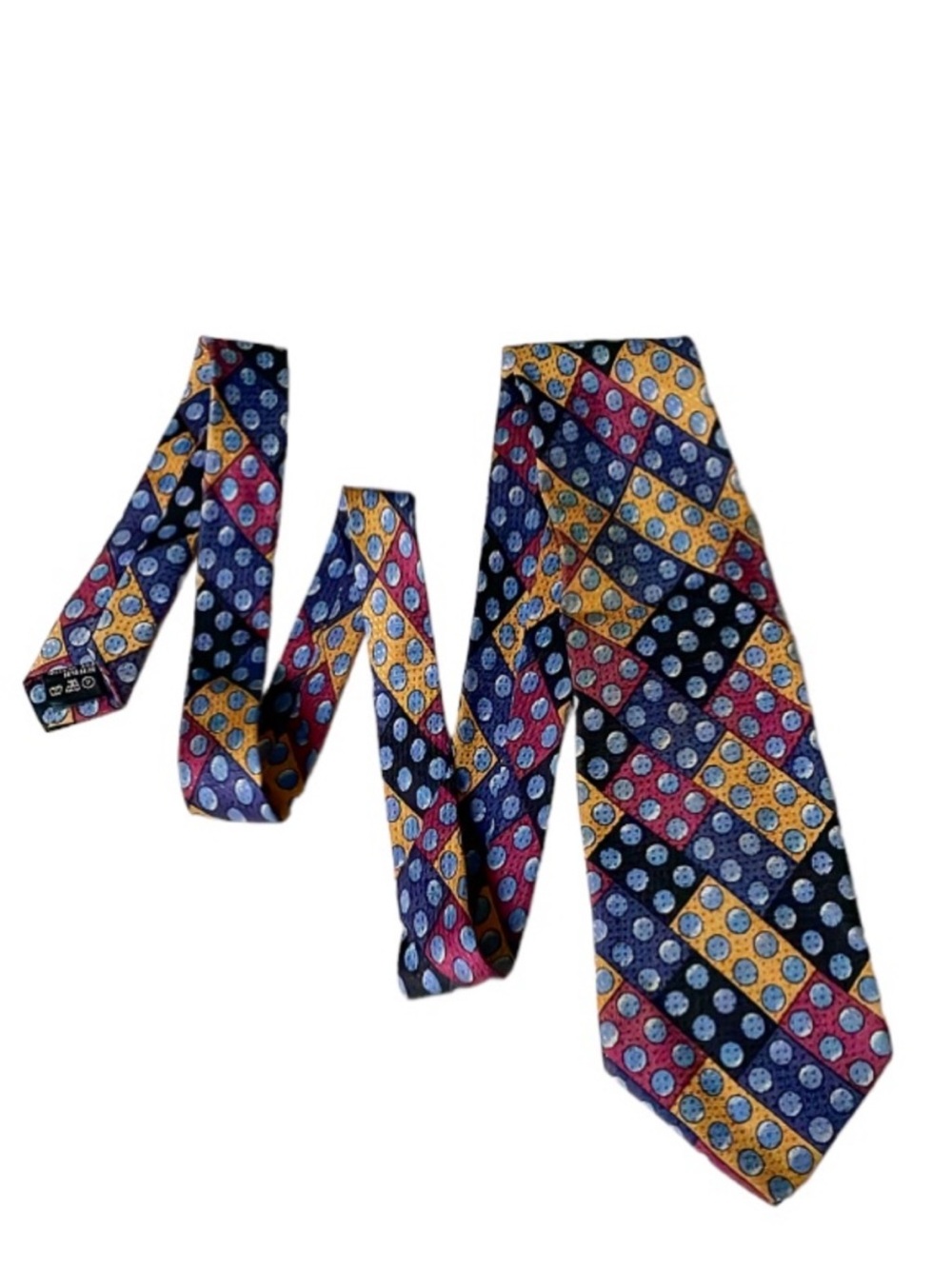 Vintage men’s colorful domino print tie